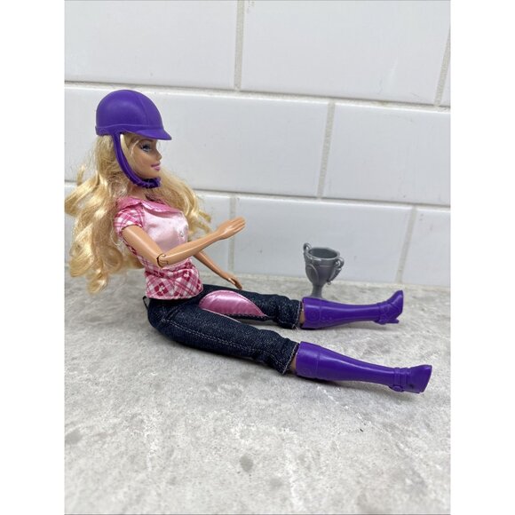 Barbie Champion in equestrian outfit with trophy. Purple helmut and boots. - Picture 2 of 10